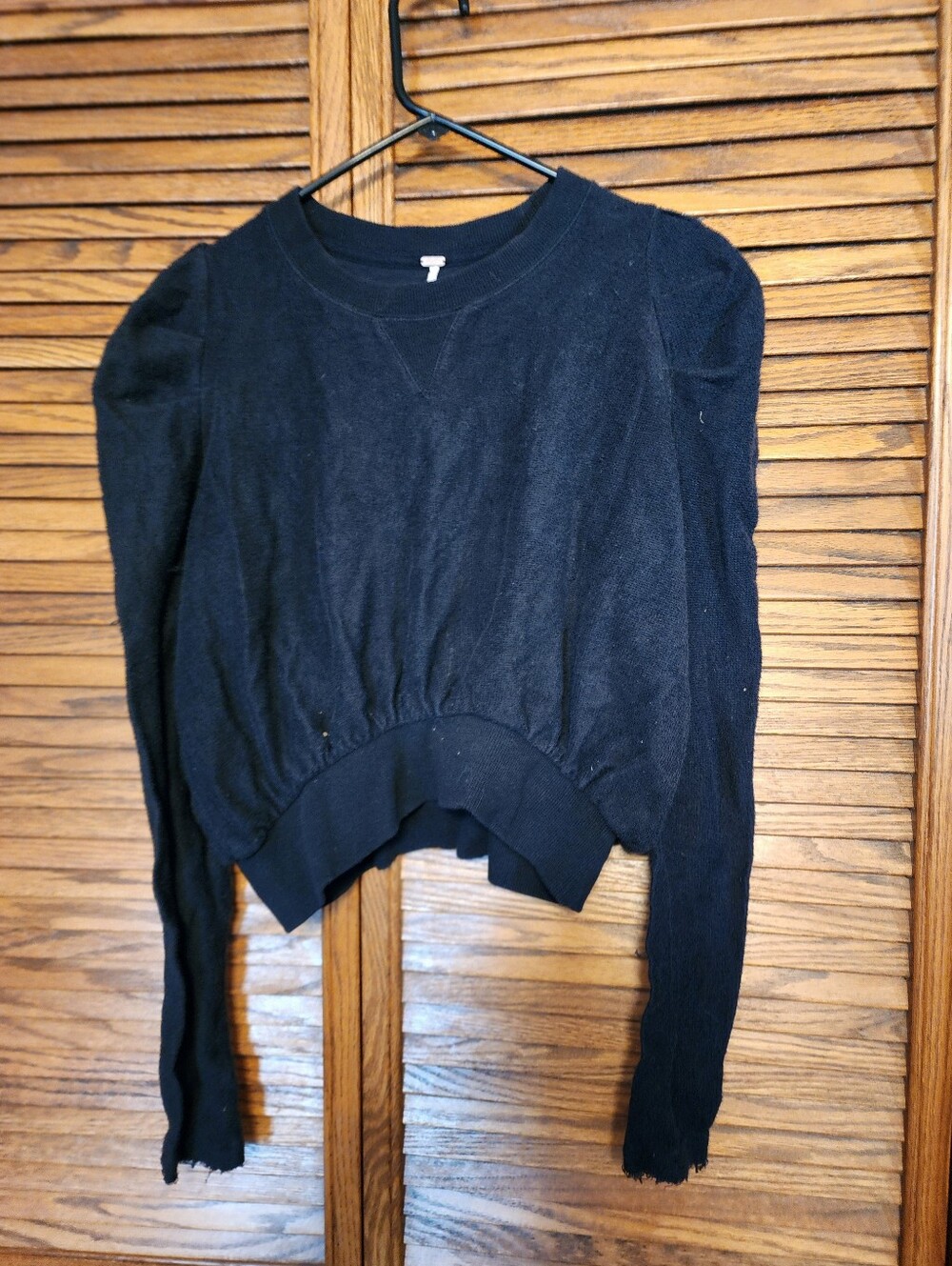 Free People Black Sweater Distressed Cuff Ladies Size Small